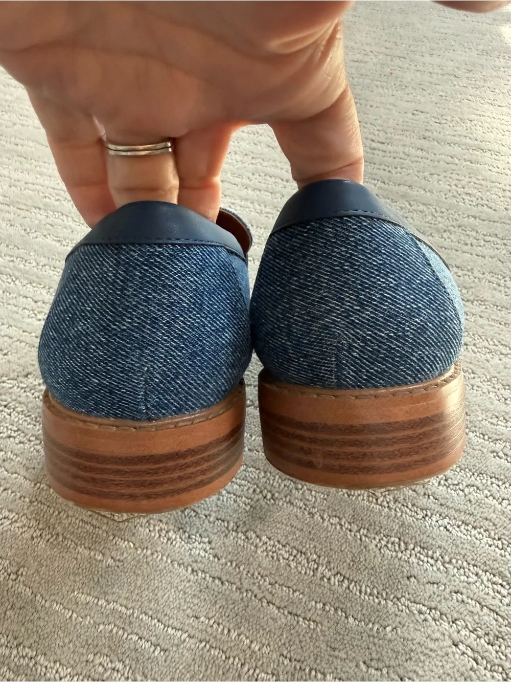 Franco Sarto Denim Chrissy Penny Loafers Blue Women’s 10W Wide